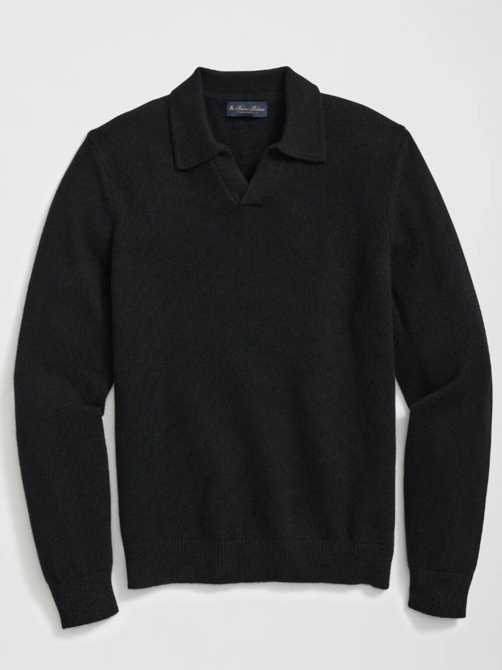 Brooks Brothers Black 3-Ply Cashmere Jonny Collar Polo Sweater in Medium